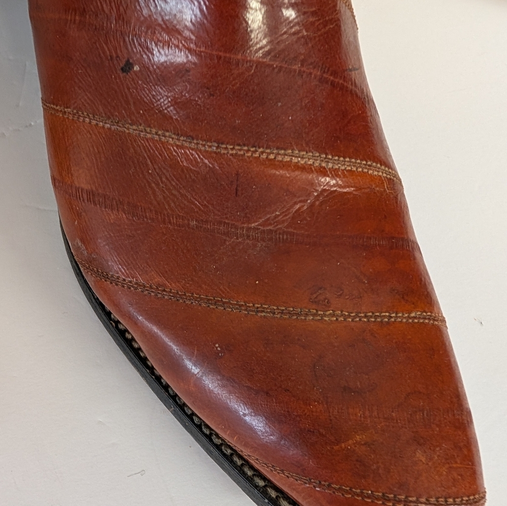 Boots  Men's Cowboy Western Brown Exotic Leather Cowboy Boots Size 11 - Picture 7 of 16